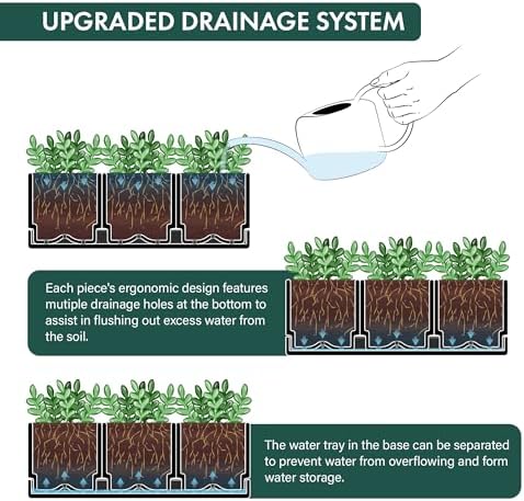 D'vine Dev 2-Pack Plastic Herb Garden Planter Set, Black, 76-V-B-2