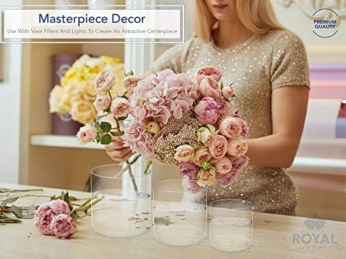 Royal Imports Plastic Cylinder Flower Vase Non-Breakable Acrylic 5"x5"