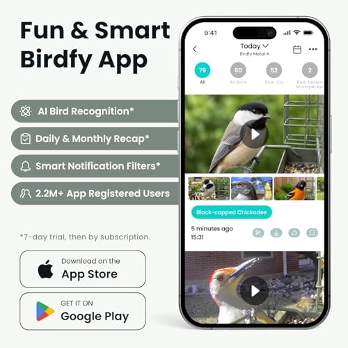 Birdfy Smart Bird Feeder with Camera Solar Powered, Gift for Bird Lovers