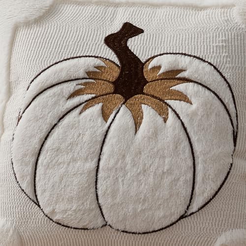 Allorry Fall Pillow Covers 18x18 Cream White Pumpkin Leaves Home Decor21D18