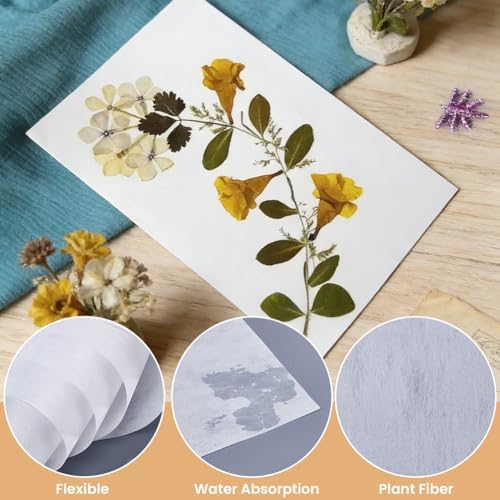 CRASPIRE 50 Sheets Flower Blotting Paper Flower Press 11.7x8.4in Blotter Papers Large Highly Absorbent Reusable Refill Drying Absorbing Large Sheet for Flowers Pressing Making Herbarium DIY Craft