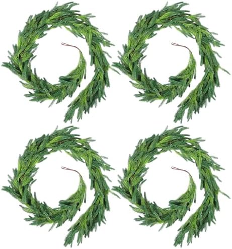 Rowfad 6Ft Norfolk Pine Garland for Mantle Christmas Decorations, 4 Set