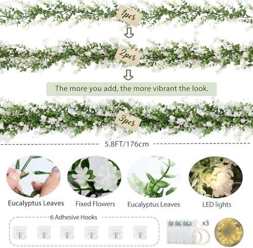 RECUTMS Garlands for Decoration Lighted Artifical Greenery Hanging Vines