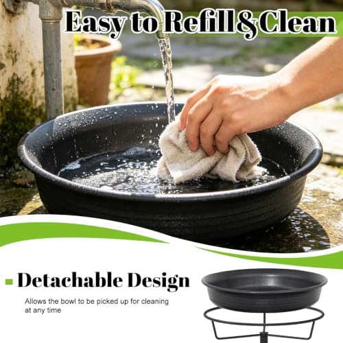 39In Freestanding Birdbaths Bowl Outdoor, Free Standing Garden Bird Bath Bird Feeder Bowl with Metal Stake, Detachable Decoration Spa Birdfeeder for Garden Patio Yard Lawn, New Upgrade(A)