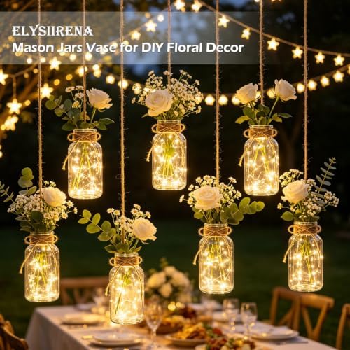Glass Flower Vase,12 PCS Farmhouse Mason Jar for Centerpiece