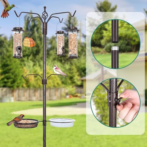 YINGYM Bird Feeding Station Kit, 94 Inch Bird Feeder Pole for Outdoors