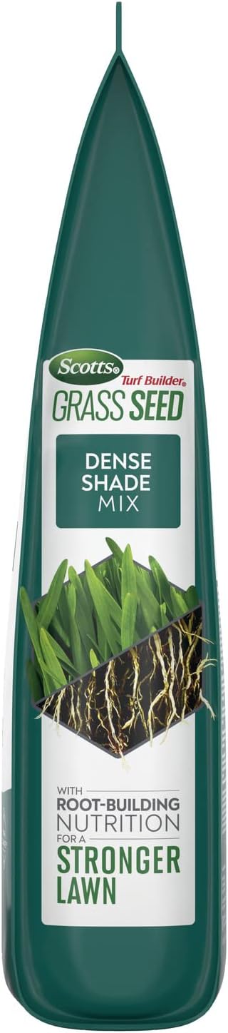 Scotts Turf Builder Grass Seed Dense Shade Mix, 5.6 lbs. | Grass Seed Plus Lawn Fertilizer & Soil Improver, Grows With