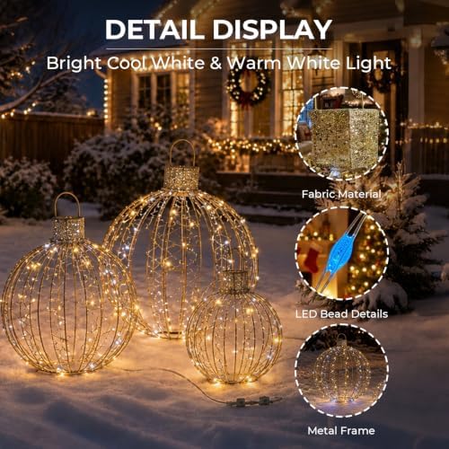 6PCS Large 19''+16''+12'' LED Large Christmas Lighted Balls