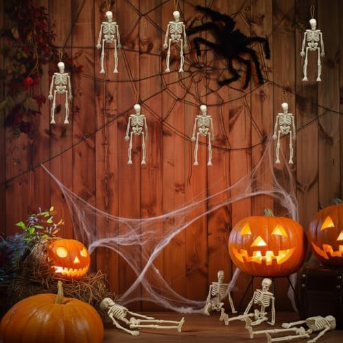 Sintuff 40 Pcs Halloween Skeleton Decor Plastic Mini Skull Figurines