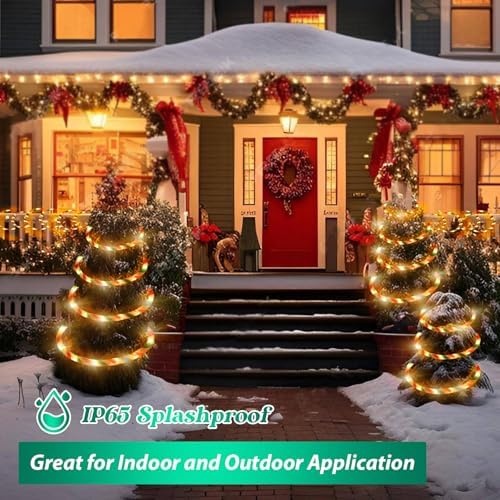Vigdur Candy Cane Rope Lights Outdoor, 33FT 360 LEDs Christamas Rope Lights