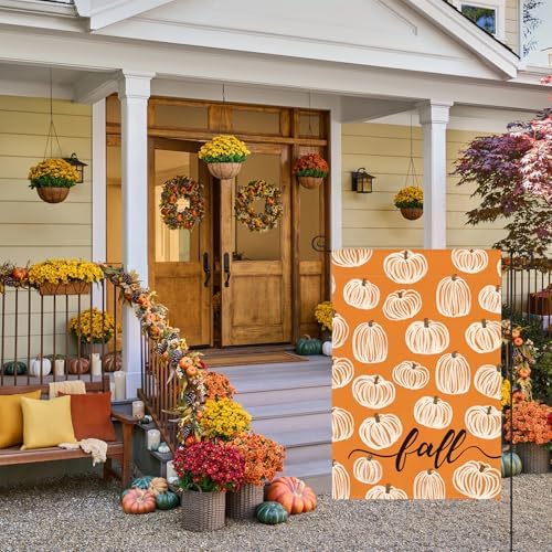 AVOIN colorlife Rustic Pumpkins Fall Garden Flag 12x18 Inch Outside Orange