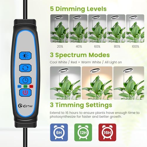 Kullsinss 6.3in Grow Light, Full Spectrum Plant Lights for Indoor Growing