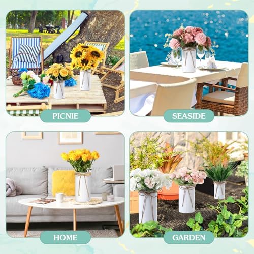 Zonon Farmhouse Vase Decor, Galvanized Flower Bucket,White,18 Pcs