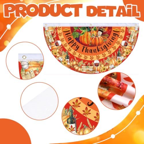 6 Pcs Fall Bunting Fan Flag Outdoor Thanksgiving Party Decoration