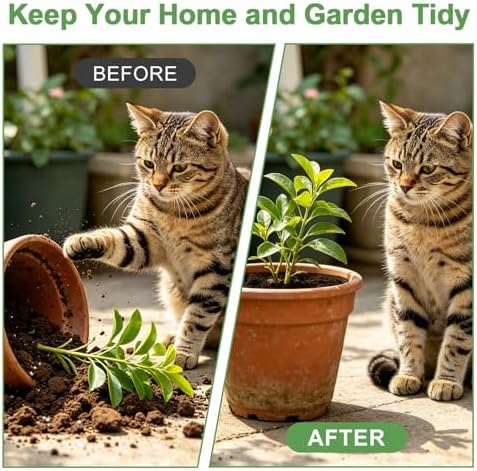 6 Pack Plant Pot Soil Cover Grids with 24 U-Shaped Nails, 11.8 Inch Cuttable Cat & Animal Digging Stopper, Indoor Outdoor Soil Protector for Potted Plants