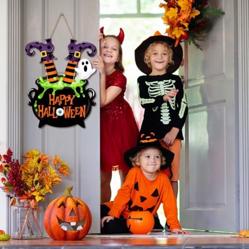 Halloween Witches Door Sign Witch Legs Cauldron Wreath Hanging Decorations