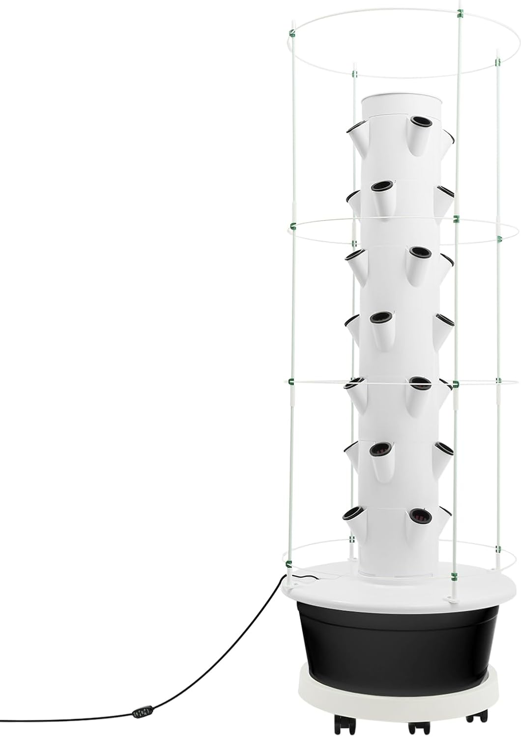 28 Pods Hydroponics Growing System kit, 7-Layer Movable Vertical Hydroponic Tower with Pump Timer Climbing Support
