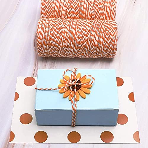 Twine String Orange and White Baker String 328 Feet 2mm Thick Christmas Halloween Twine String for Gift Wrapping DIY Crafts Home Decoration String Art Gardening