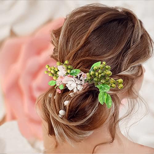 4 Pcs Artificial Dark Green Berries, Lifelike Greenberry Stems Faux Fruit Fake Flowers for Wedding Home Kitchen Party Crafts Decoration