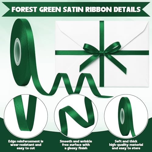 30Yards 3/8In Thin Forest Green Ribbon for Gift Wrapping St. Patrick's Day