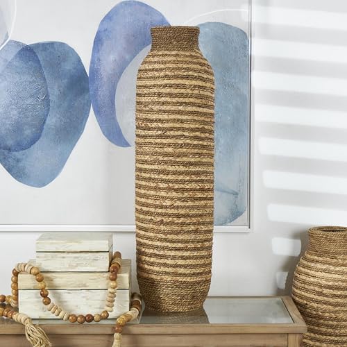 Deco 79 Seagrass Vase, Vase 9" x 9" x 32", Brown
