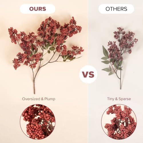 4 Pcs 31" Artificial Berry Stems, Faux Nandina Berries, Dusty Plum