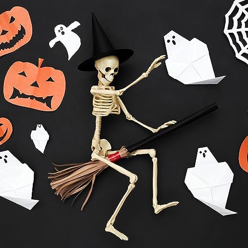 WODMAZ 5 Packs Halloween Skeletons, 16" Halloween Full Body Skeleton with Posable Joints for Haunted House Graveyard Props Decor