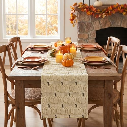 Artoid Mode Beige Soft Faux Fur Fall Table Runner 13x108 Inch