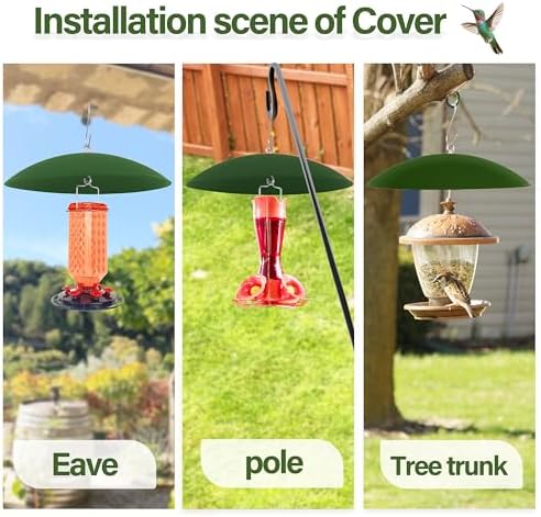 13" Bird Feeder Rain Cover,Bird Feeder Dome,Hummingbird Feeder Squirrel Guard, Proof Bird Feeders Baffle,Smart Birds Feeder's Umbrella(Green), 1 Pack