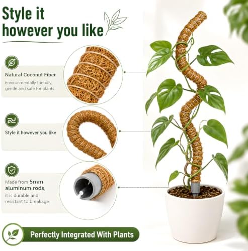 Moss Pole for Monstera, 3-Pack 50in PVC Plant Support Pole