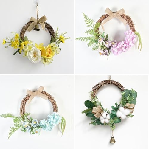 4 Inch Grapevine Wreath, 2 Pcs Rattan Branch Wreath Frame Plaim Wreaths for DIY Decorating Front Door Wreaths Making Supplies for Christmas Wedding Holiday Wall Decor (2, 4Inch)