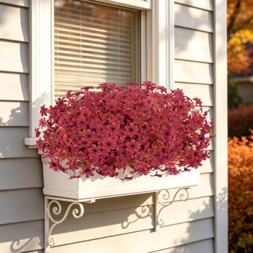 12 Pcs Artificial Fall Flowers for Outdoors, UV Resistant Fake Mums Porch