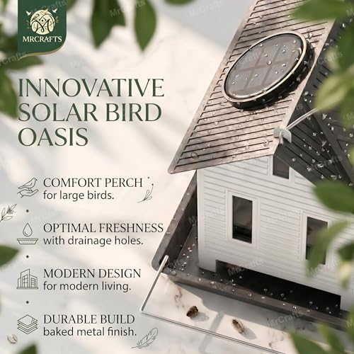 MrCrafts Solar Bird Feeder - Hanging Metal Bird House Feeder with Solar Lights, Outdoor Solar Lantern, Garden Decor for Outside, Unique Gifts for Mom, Grandma, Christmas
