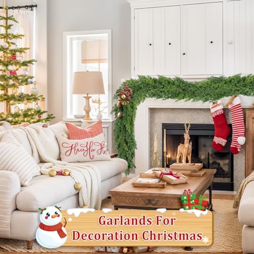 16 Ft Real Touch Christmas Garlands Thick Soft Bendable Pine Cedar Garland