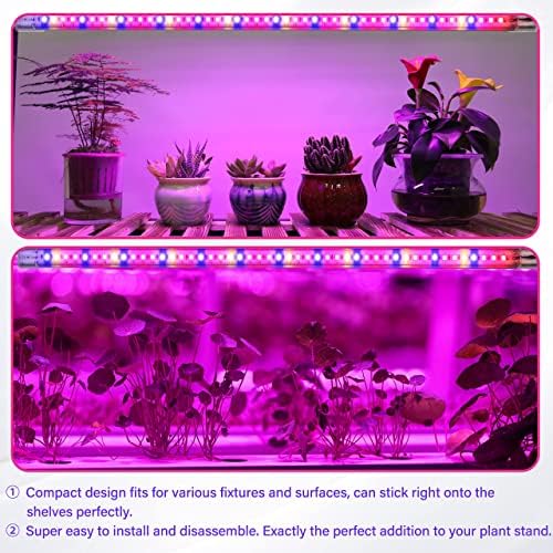 iPower 40W LED Plant Grow Light Strips Full Spectrum for Indoor Plants with Auto ON/Off 3/9/12H Timer, 10 Dimmable Levels 48 LEDs Per Tude, for Hydroponics Succulent