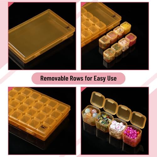 Mr. Pen- Bead Storage Containers, 28 Grids, 2 Pack, Transparent Orange