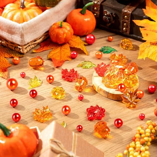 120Pcs Fall Vase Filler, Thanksgiving Faux Pearls for Table Centerpieces