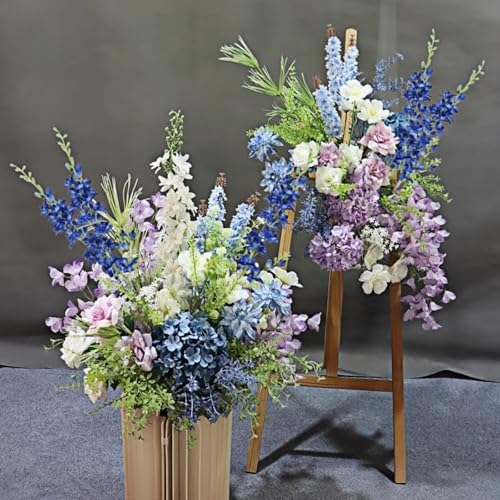 8 pcs Navy Blue Delphinium Artificial Flowers, 34.25''Artificial Snapdragon Flowers Tall Fake Flowers Silk Flowers Faux Delphinium Bulk for Tall Vase Home Wedding Garden Table Decor
