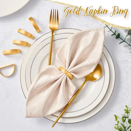 APTWOW Gold Napkin Rings Set of 12, Fall Thanksgiving Christmas Table Decor
