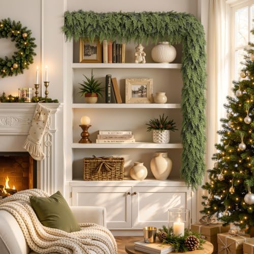 Alupssuc 12FT Christmas Garland, Encrypting Real Touch Cedar Garland