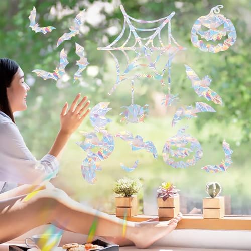 39 pcs Spider Web and bat Anti Bird Collision Window Stickers, Rainbow Stickers, Window Stickers, Bird and Window Protection Stickers, Glass Door Safety Stickers