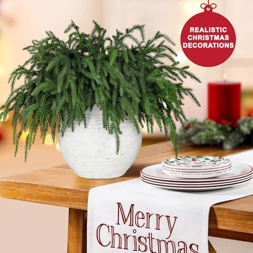 LZNPA 24 Pcs Realistic Christmas Pine Branches Natural Droopy Soft Bendable