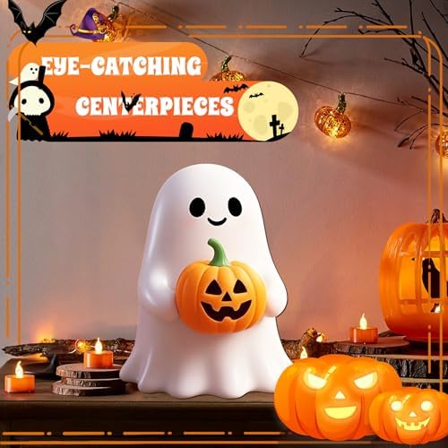 Halloween Ghost Figurine Funny Pumpkin Ghost Statue Ghost Decoration Holding for Gift Props Tabletop Home Decor Best Gifts for Anniversary Weddings