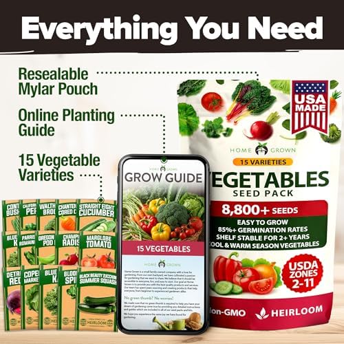 HOME GROWN 15 Variety Survival Seed Vault, 8,800+ Vegetable Seeds
