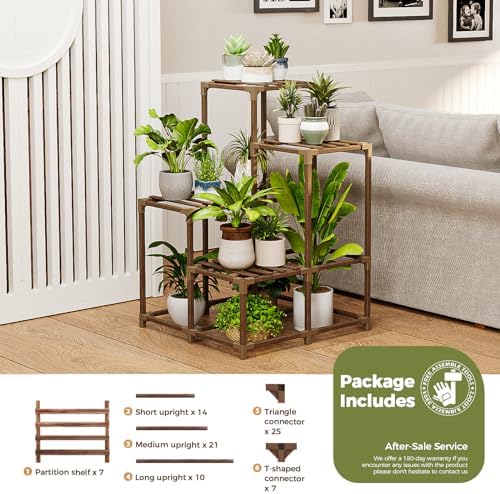 Bamworld Corner Plant Stand Indoor Outdoor Plant Shelf Small Plant Table