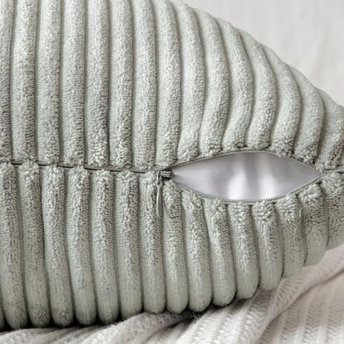 MIULEE Silver Grey Decorative Throw Pillow Covers 16x16 Inch for Couch Bed Sofa Pack of 2 Boho Farmhouse Throw Pillows Soft Cross Corduroy Patchwork Textured Cushion Cases
