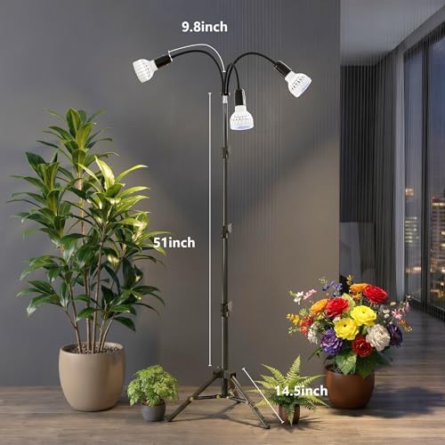 Grow Light, 5500K (240 Watts Equiv) White Full Spectrum Plant Growing Lamp for Indoor Plants,LED Bulbs Replaceable,Adjustable Heigh 61''