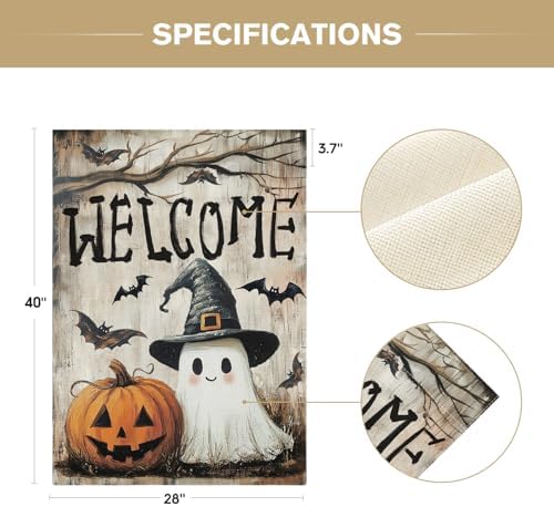 AVOIN colorlife Welcome Halloween for Outside House Flag 28x40 Inch