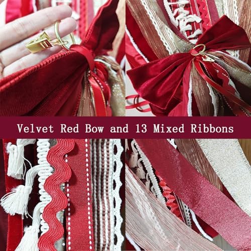 Christmas Decorations, Red Velvet Bows for Front Door Wreath Decor