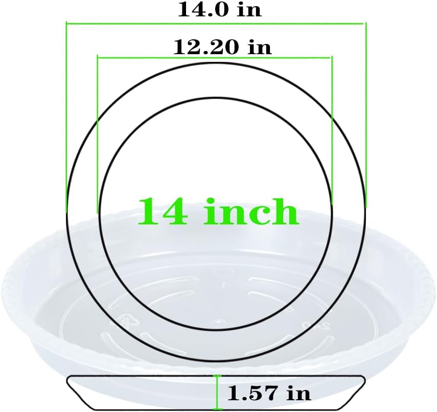 OVZILKI Plant Saucer 6 Pack of 14 inch, Clear Plastic Flower Plant Pot Saucer, Heavy Duty Plant Drip Trays Saucers for